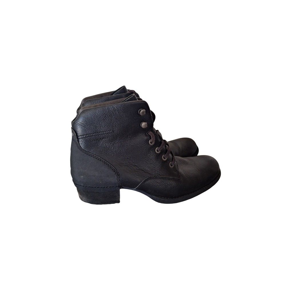 Merrell Womens Black Leather Lace Up Ankle Boots Block Heel Size 10